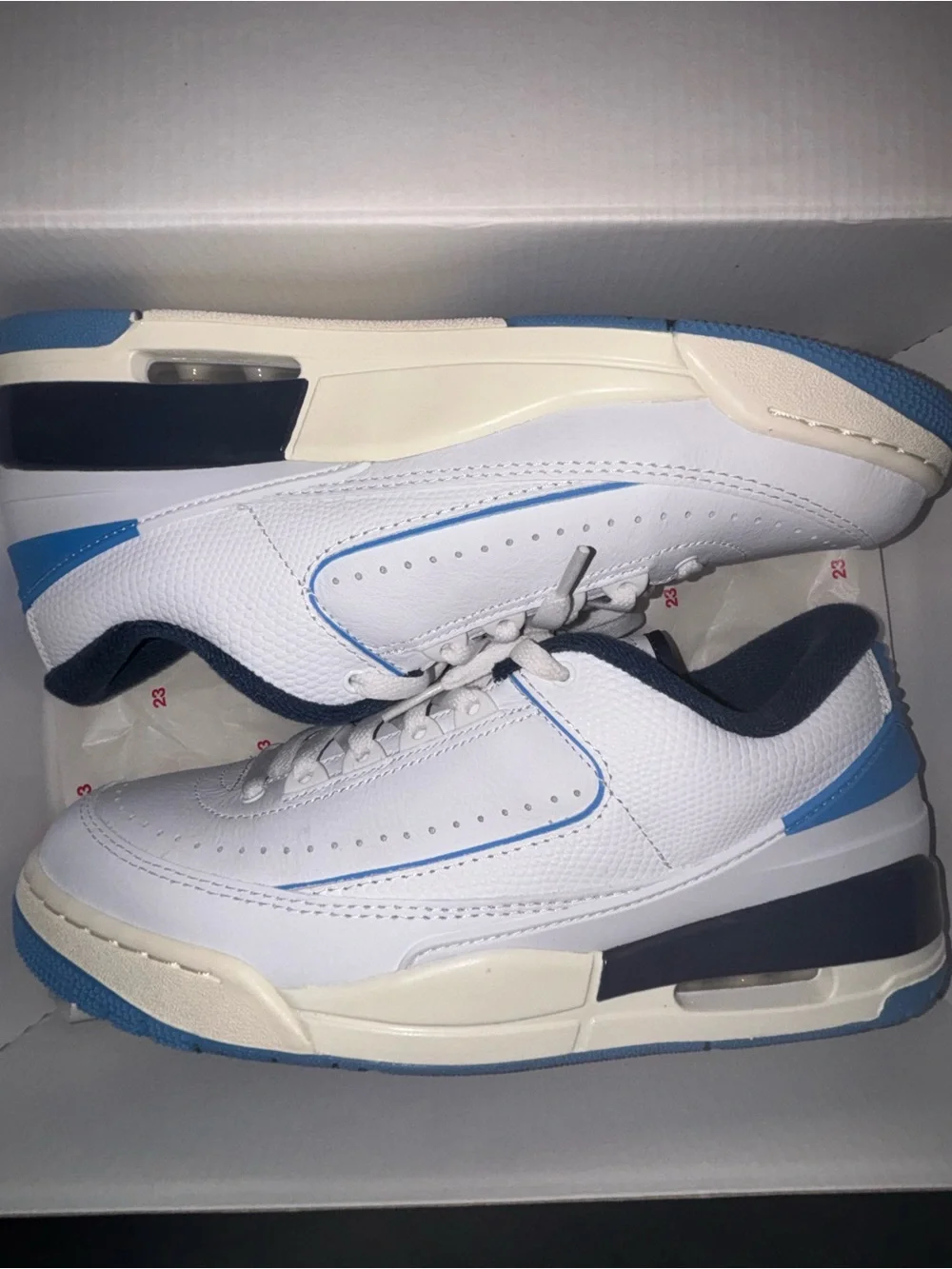 Jordan Men's Low-Top Athletic Sneakers in White and Blue